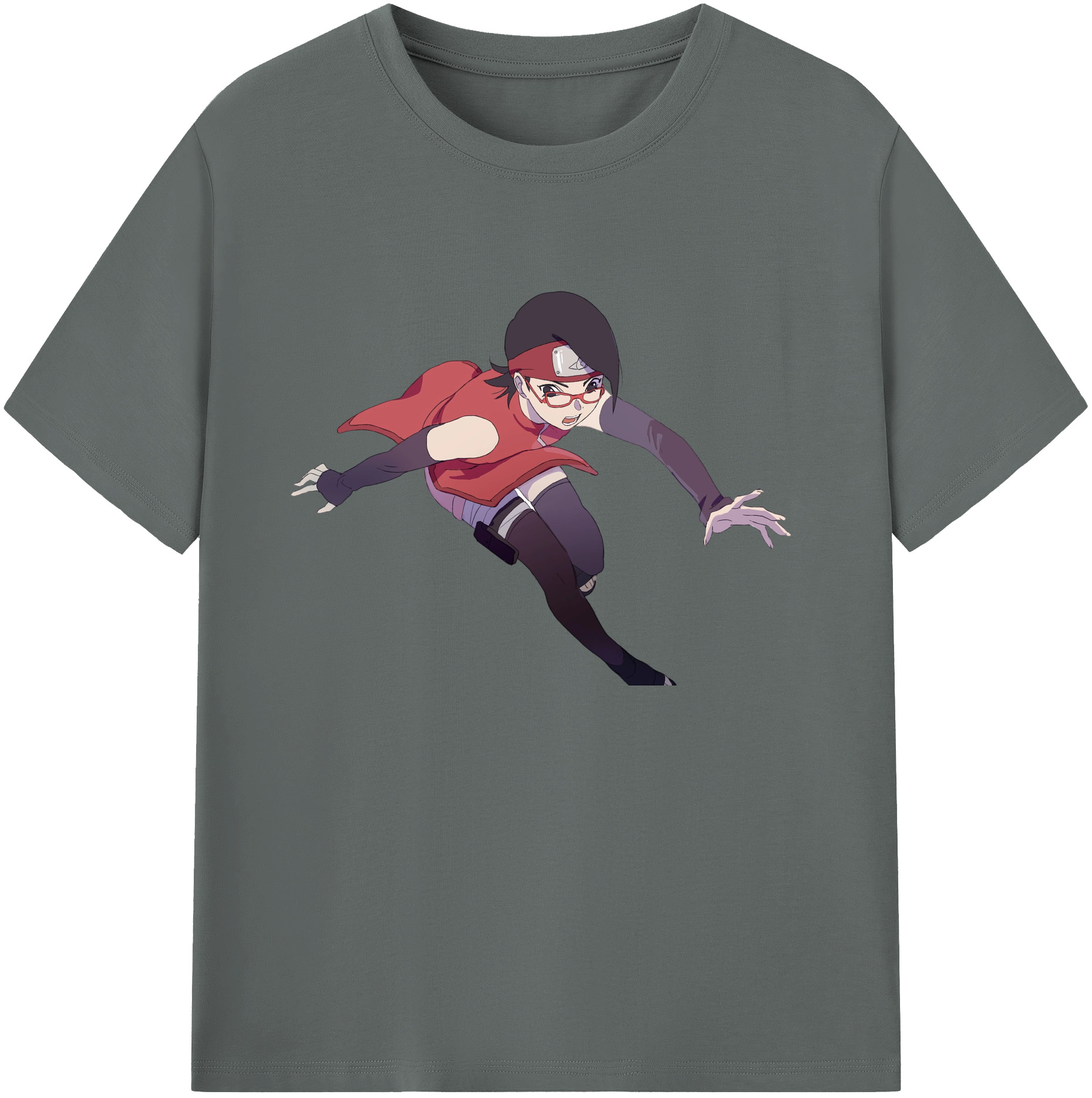 （画像用） NARUTO -ナルト- うちは サラダ Uchiha Sarada 綿100％ メンズ半袖Tシャツ｜肌触りやわらか＆通気性